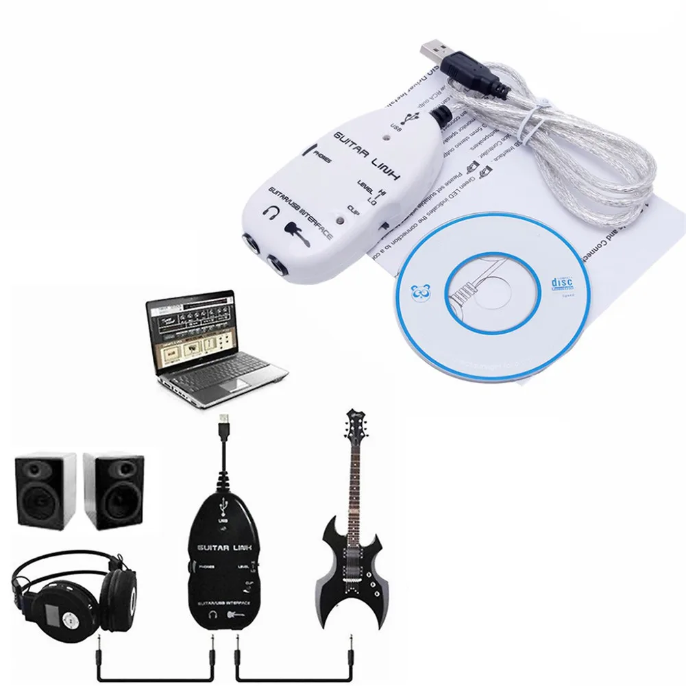 Гитарный USB интерфейс Соединительный кабель адаптер MAC/PC Запись CD для электрогитары бас гитары ra аксессуары