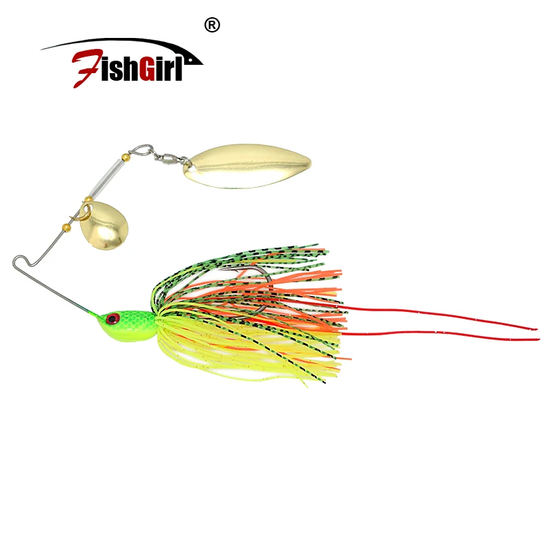 

Fishgirl Peche Esche Artificiali Pesca Spinning Double Willow Spinner Bait Bass Fishing Lure Spinners Spinnerbait Spiner Bait