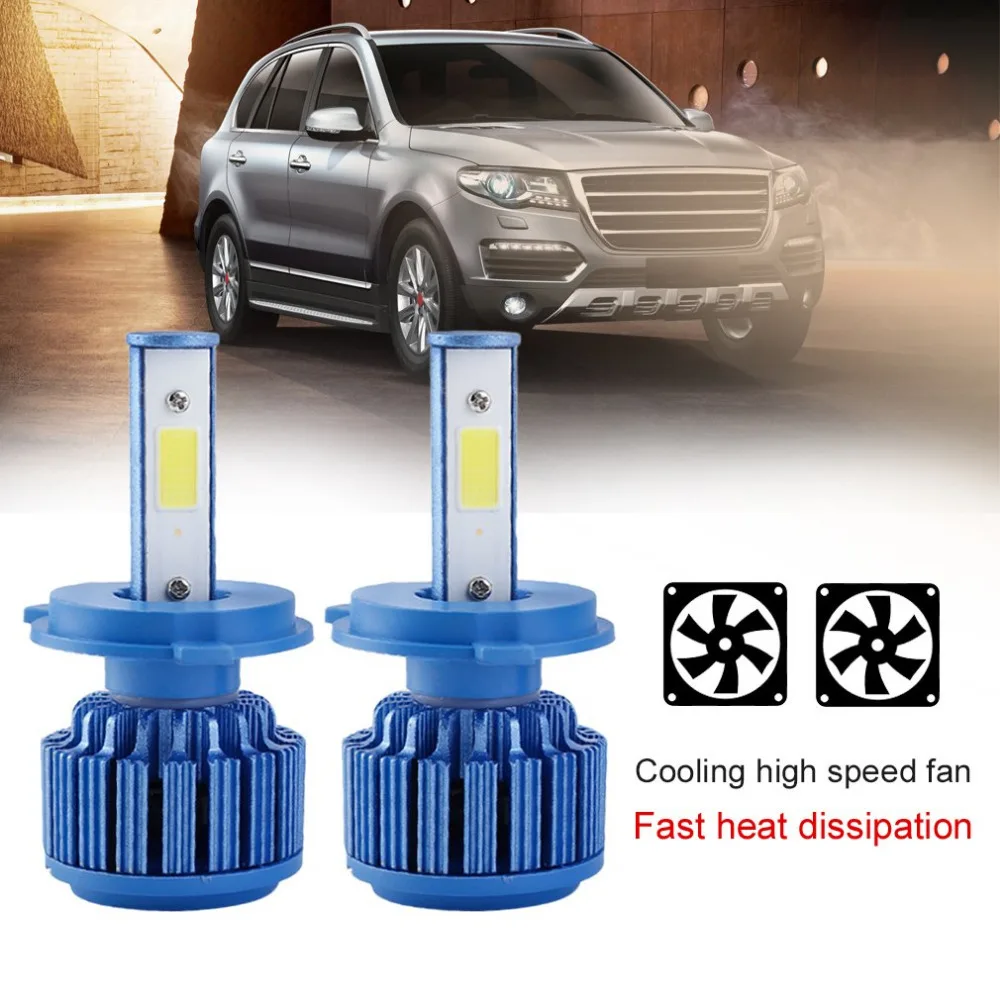 

1 Pair H4 Highlighting 36W 2200LM For 1 PCS Headlamps Auto COB LED Lighting System H4 HeadLight BulbsCar Accessories