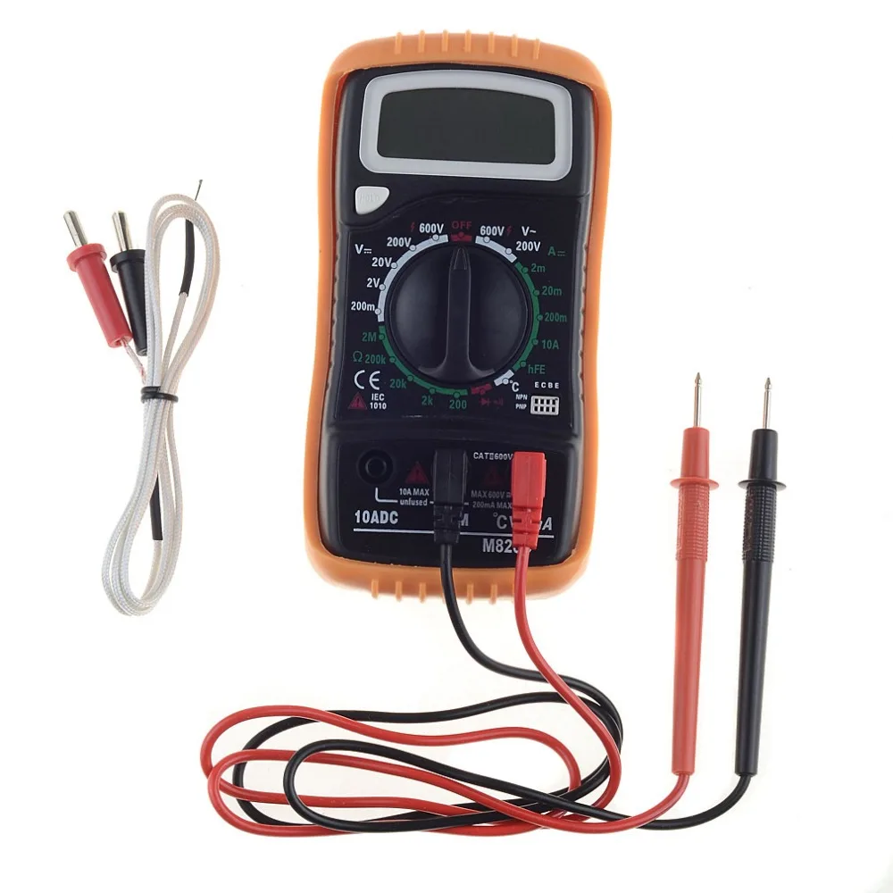

Digital multimeter M820C Digital AC DC Multimeter/Voltmeter+Test Leads/Probe &Temperature Line VEJ53 T0