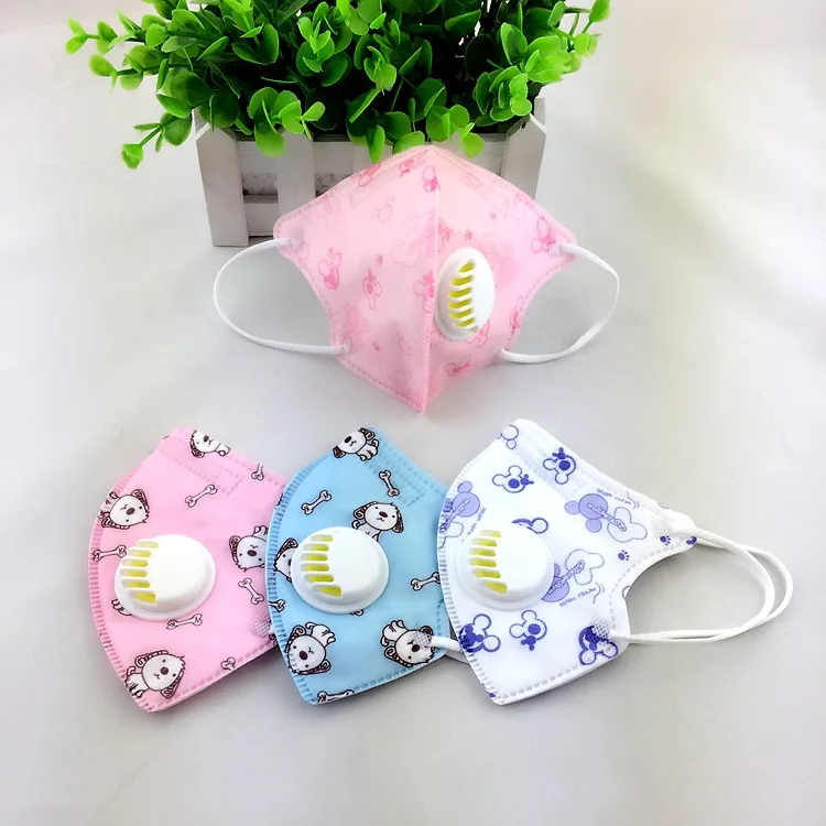 

10PCS N95 Children Kids Vertical Printing Nonwoven Anti fog Dust Valve Musk PM2.5 Folding type Disposable Particulate Respirator
