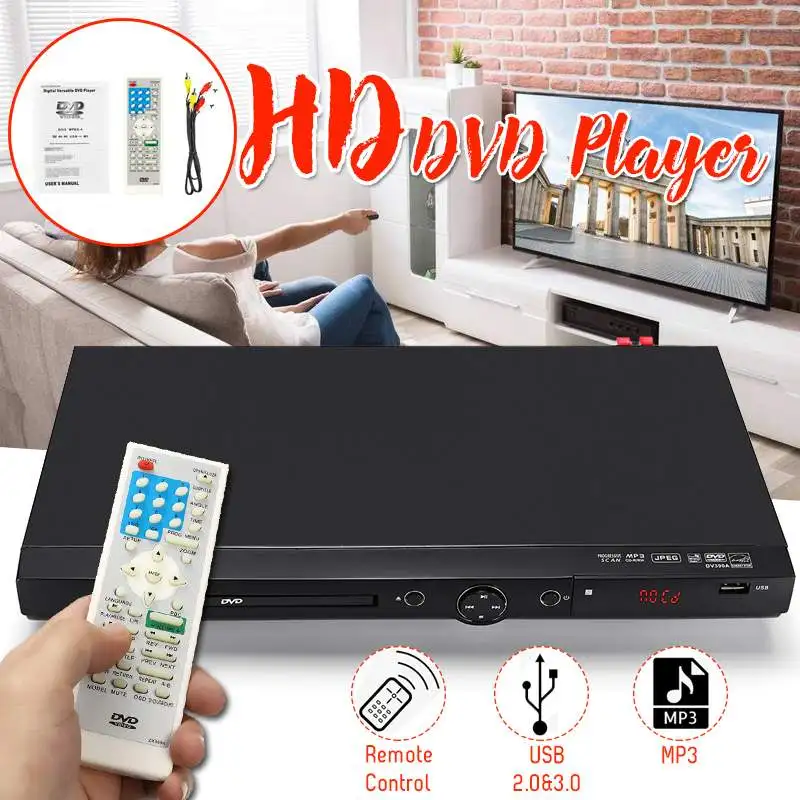 

Household 1080P USB Full HD DVD Player Region Multiple Playback DIVXs DVD CD RW Player LED Display Player DVD MP3 for Meeting