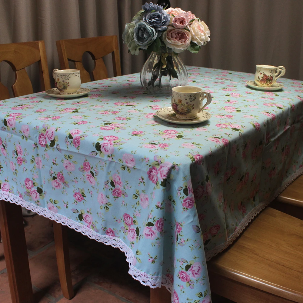 

CURCYA Pastoral Roses Tablecloths for Home Table Decoration 100% Cotton Table Covers for Party Customize Wedding Table Cloth