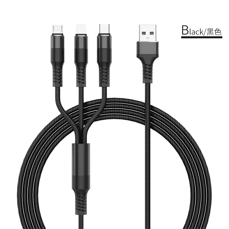 Зарядная линия One-drag-three подходит для Apple Android type-c one-drag-three data line с круглой головкой с быстрой зарядкой