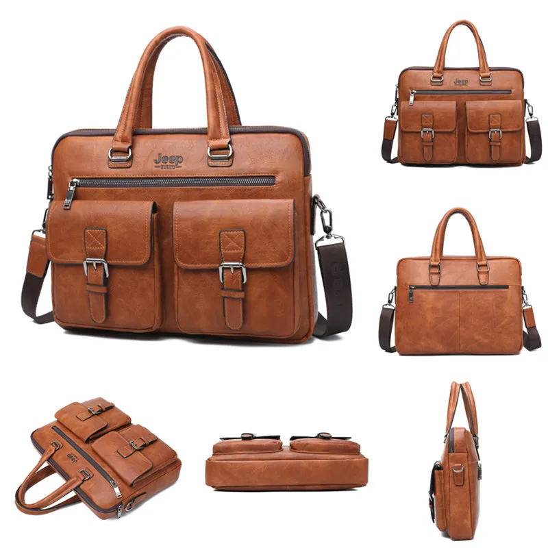 JEEP BULUO Famous Brand 2pcs Set Men's Briefcase Bags Hanbags For Men Business Fashion Messenger Bag 13.3' Laptop Bag 8001/8888
