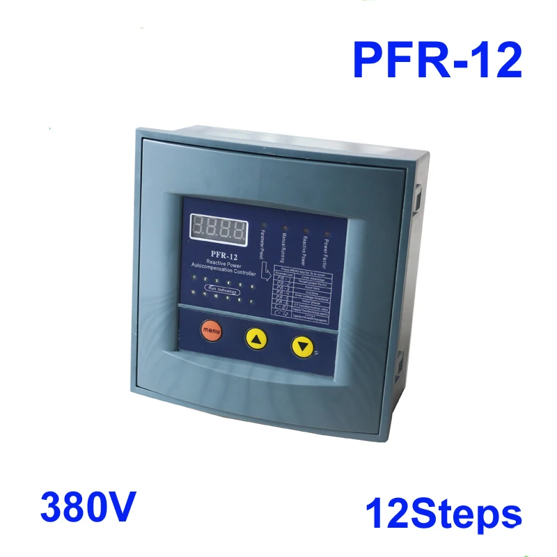 JKW58 PFR-12 коэффициент мощности 380 v 12 шагов 50/60Hz реактивной мощности Автоматическая компенсация контроллер конденсатор с алюминиевой крышкой для 50/60 HZ