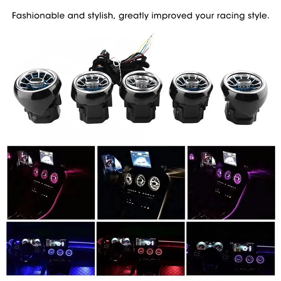 

5pcs Air Vent LED Ambient Light Turbine Outlets Atmosphere Light Lamp 64 Color Fit for Mercedes-Benz C/GLC Class