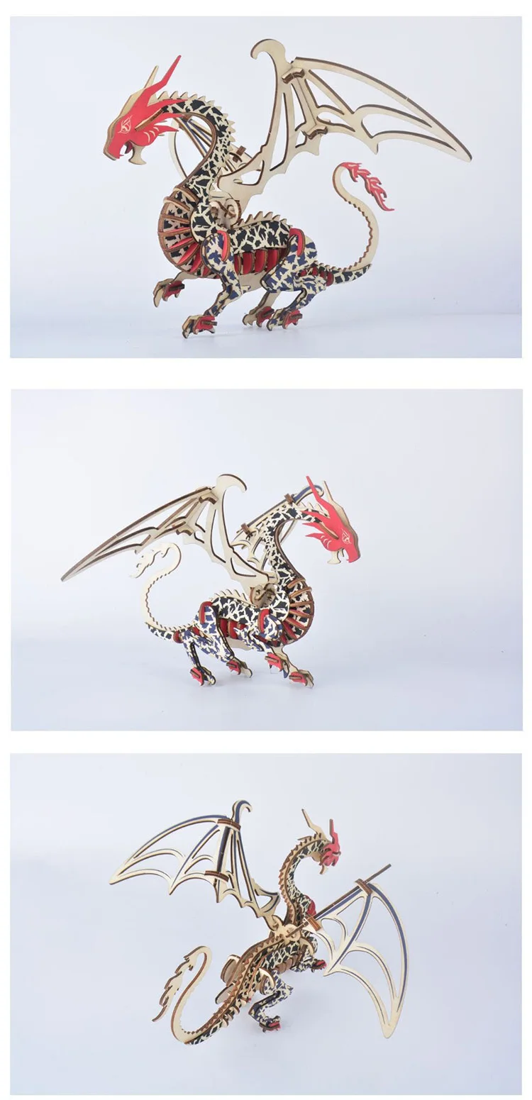 Feito à Mão Artesanato em Madeira Modelo de Artes Decoração do Partido para as Crianças Brinquedo de Criança Artes e 3d Dragão Brinquedos Puzzles Aniversário Melhor Presente Diy 8 Brinquedos e hobbies