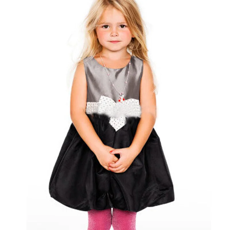 

Girl Dress Polka Dot Kids Dresses Patchwork Casual Sleeveless Girls Party Dress Kids Clothes Cute Bow Children Costume