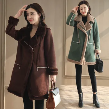 

Winter jacket Women Faux Suede fur Coat thickened suede woman long wool coat Warm Outer layer Thickening Cold resistane Outwear