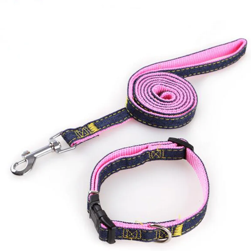 Denim Dog Leads Chest Straps Thick Wearable Traction Rope Dog Collar Leash Set for Pet Puppy Cat Big Medium Small Dog Dropship (10)