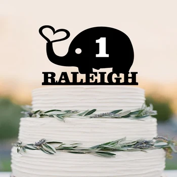 

Baby Shower Cake Topper-Cute Elephant Cake Topper-Personalized Name and Number Cake Topper-BabyAcrylic Cake Topper