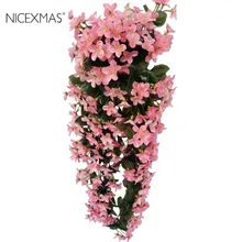 NICEXMAS, новинка, 4 лепестка, искусственный цветок, Висячие Цветы, фиолетовая имитация лозы, свадебное украшение для дома