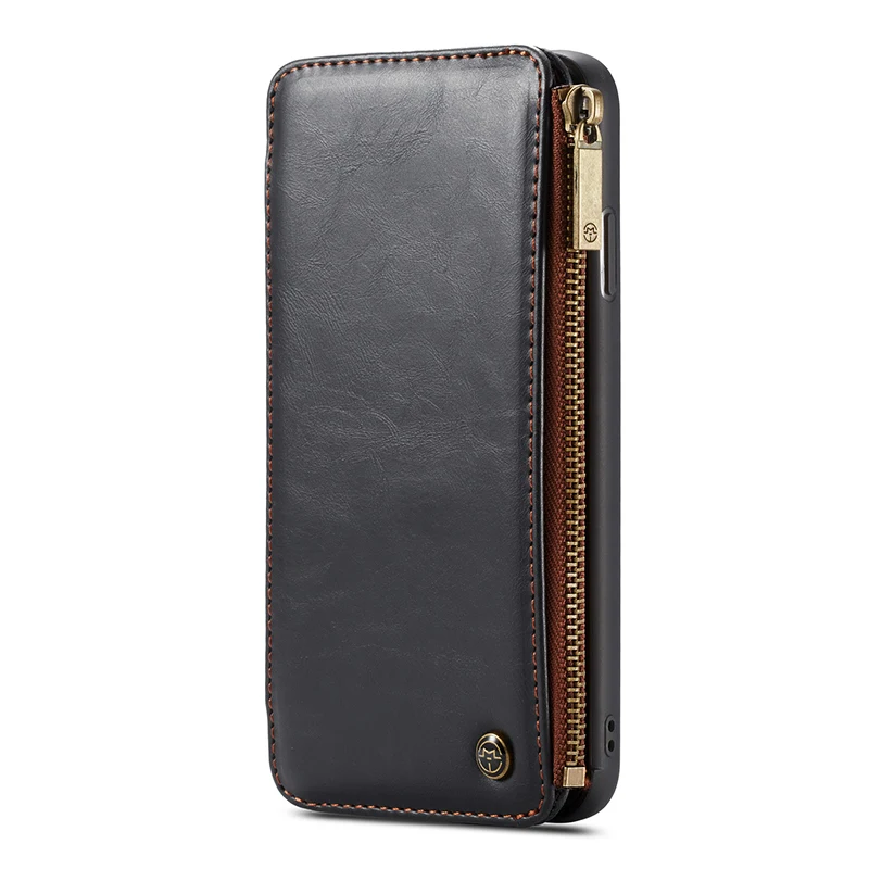 Подходит для iphonex xsmax xr защитный чехол кожаный бумажник 2 в 1 съемный кожаный чехол с откидной магнитной крышкой для iphone6 6 S plus 78 plus - Цвет: Черный