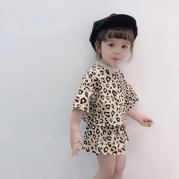 

Baby Girls Clothes Summer Short Sleeves Leopard Toddler Girl Clothes Shorts+PANTS 2pcs Kids Clothes Suits Children Clothes Fille