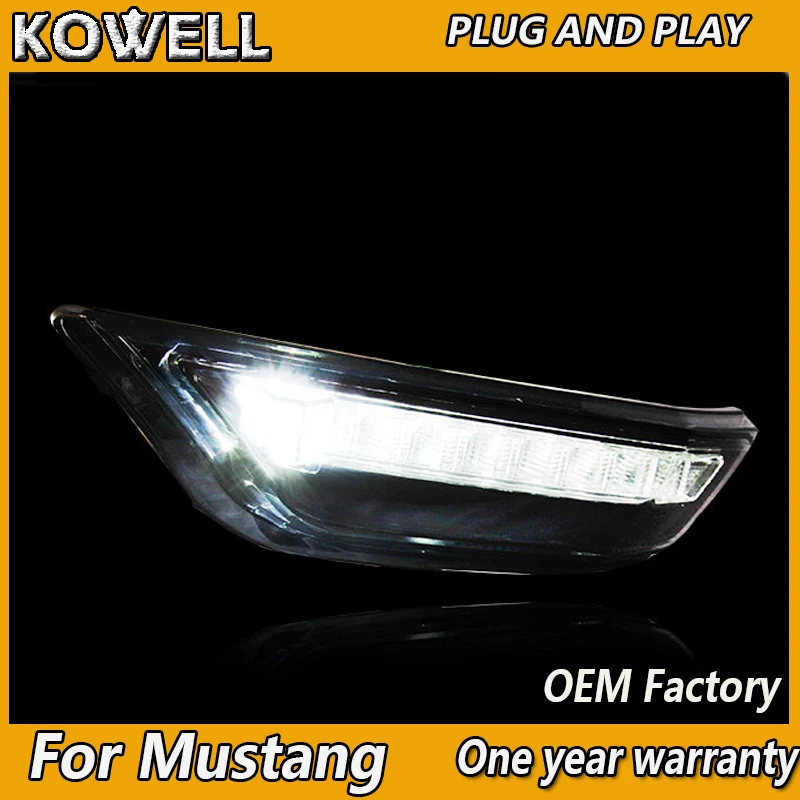 KOWELL автомобильный Стайлинг для Ford Mustang дневной ходовой светильник- светодиодный передний бампер светильник DRL+ указатель поворота светодиодный аксессуары