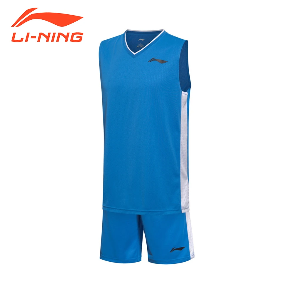 Image Li Ning Men s Basketball Jersey Competition Uniforms Suits Breathable Sleeveless Sports Clothes Set Kit 2017 New Arrivals