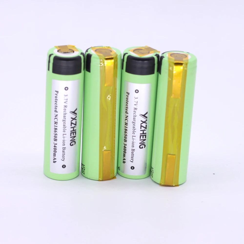 4PCS NCR18650B 3400mah Tabs New Original 18650 Rechargeable battery for panasonic 18650 battery 3 7v li