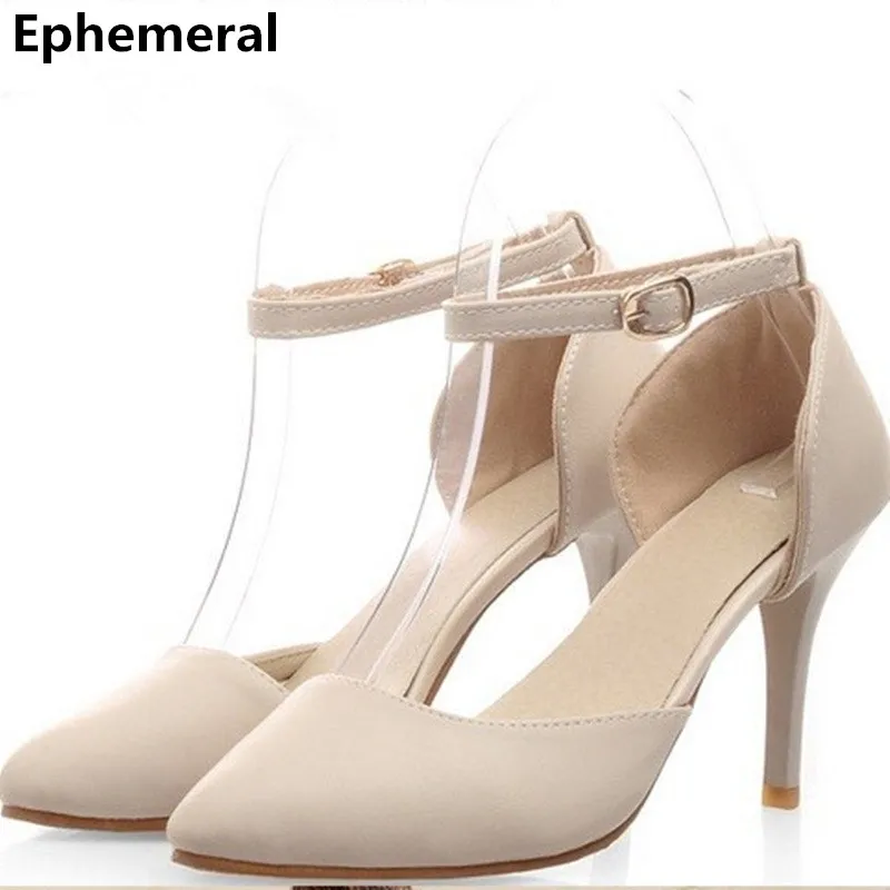 

Ladies Fashion Plus size(4-12) Elegant Buckle strap 2.5"heel pointy toe shoes Women pumps Kovell Stilettos OL Beige Blue Red