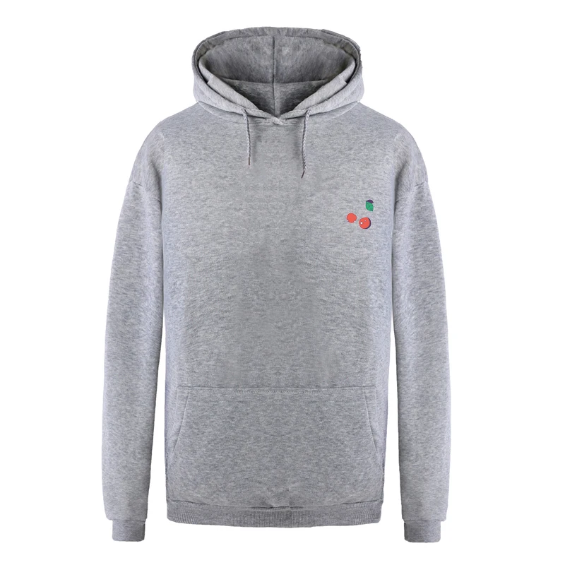 New Women Hoodies Lovely Cherry Print Autumn Front Pocket Pullover