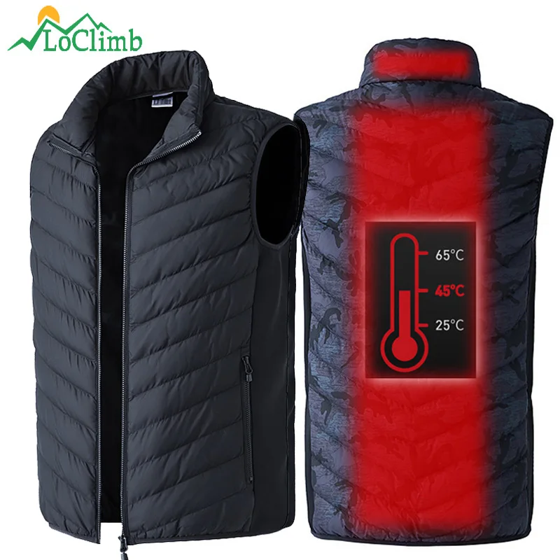 

LoClimb USB Heated Vest Men Hiking Skiing Electric Heated Jacket Men's Heater Clothes Outdoor Thermal Self Heating Vest AM360