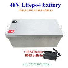 48V 100Ah 150Ah 160Ah 180Ah 200Ah LiFepo4 литиевый аккумулятор BMS 16S для Инвертор солнечной энергии аккумуляторной батареи лодка, дом на колесах+ 10A зарядное устройство