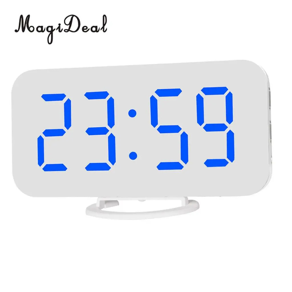 Phone Charging USB Alarm Clock Digital Clock with Large Easy-Read LED Display Diming Mode Snooze Function Mirror Surface