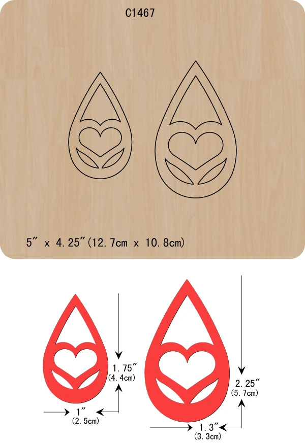 

New Earrings, pendant Wooden die Scrapbooking C-1467 Cutting Dies Multiple sizes