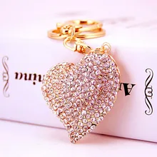 Sweet Peach Heart New Cute Crystal Charm Pendant Purse Bag Car Key Ring Chain Jewelry Gift Bling heart Pendant