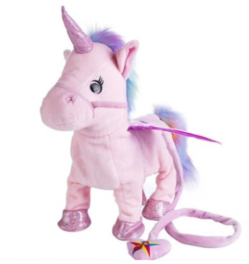 35 см Милая прогулочная плюшевая игрушка единорог мягкая кукла-единорог Поющая песня для детского дня рождения Рождественский подарок - Цвет: Розовый
