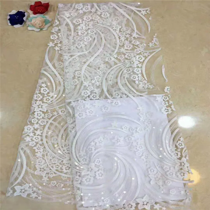 

High Quality African French Lace Fabric Latest Design African Tulle Lace Fabric For Wedding Dress Nigerian lace fabri HX1251-2