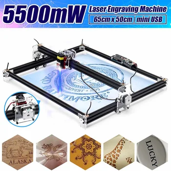 

12V Mini 5500mW 65*55cm Blue CNC Laser Engraving Machine 2Axis DIY Home Engraver Desktop Wood Router/Cutter/Printer Machine Tool