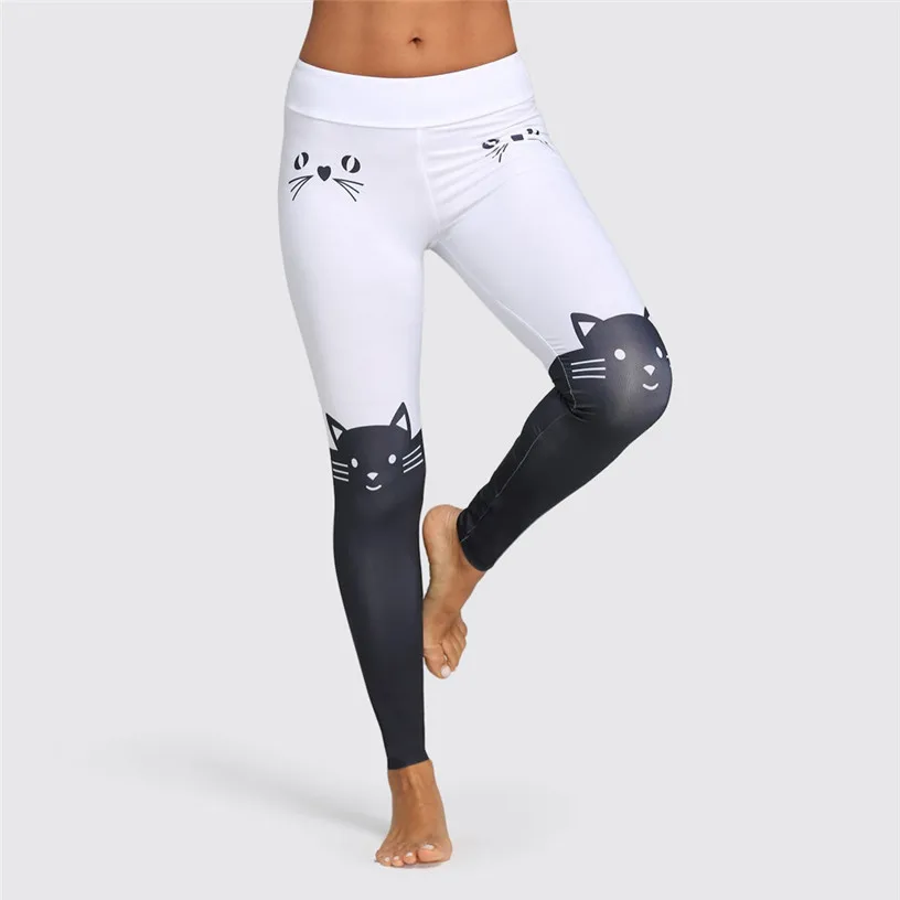 Yoga Pants Cute Cats Printed Comfy Leggings Sports Women Fitness Cartoon Gym Leggings Summer