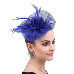 Скачки фестиваль Европа и Америка аксессуары для волос; свадебные маленькие шляпы ручной работы Банкетный перо украшение из цветов