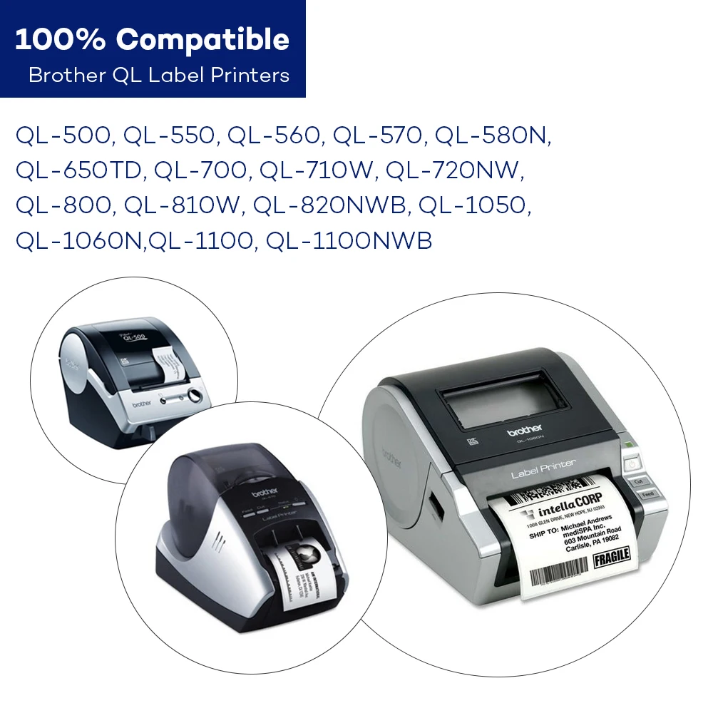 100 Gulungan DK-22214 Kompatibel untuk Brother Label DK 22214 DK 2214 DK 214 Continuous Label untuk QL570 QL700