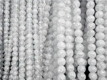 

Pick Size 6 8 10 12 14mm Natural Loose Snow Cracked Round White Crystal Quartz Rock Spacer Beads For Jewelry DIY