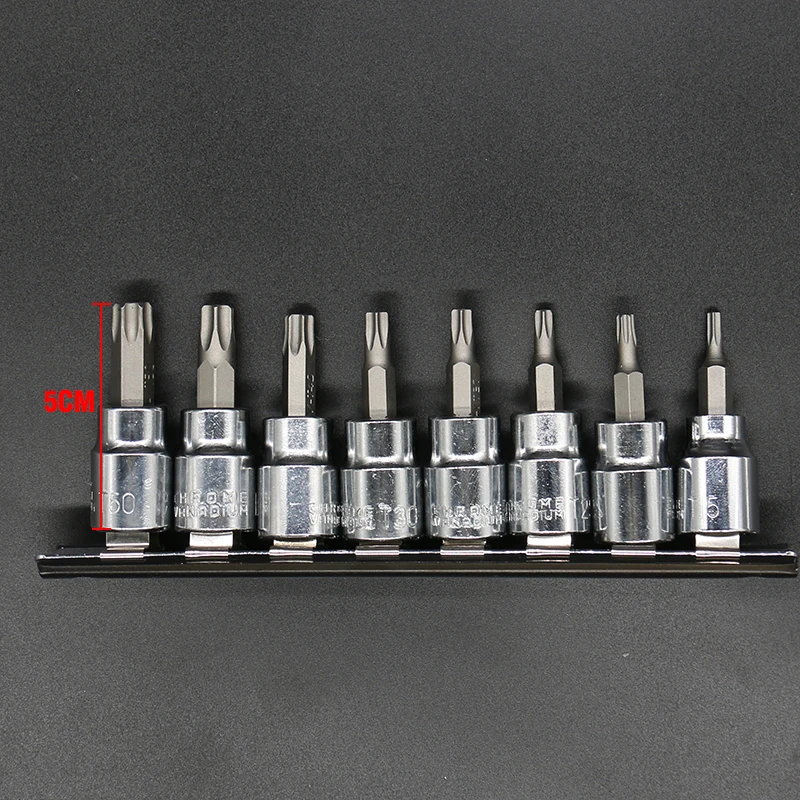 

8pcs 3/8 Inch Torx Bit Socekt Set Adapter Allen Key Spline Bits Universal Head For Torque Spanner Ratchet Socket Wrench