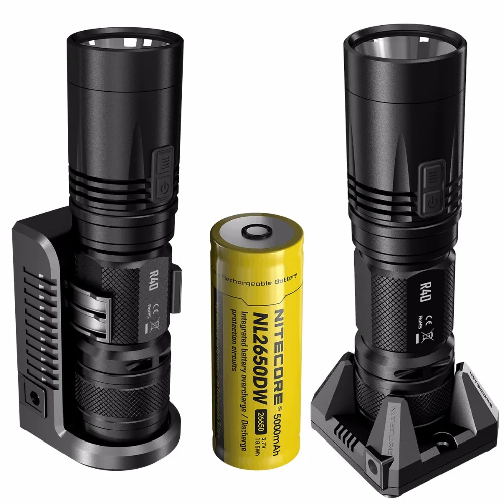 NITECORE R40 флэш-светильник 1000 люмен XP-L HI светодиодный белый светильник с перезаряжаемой батареей наружная поисковая ручная лампа