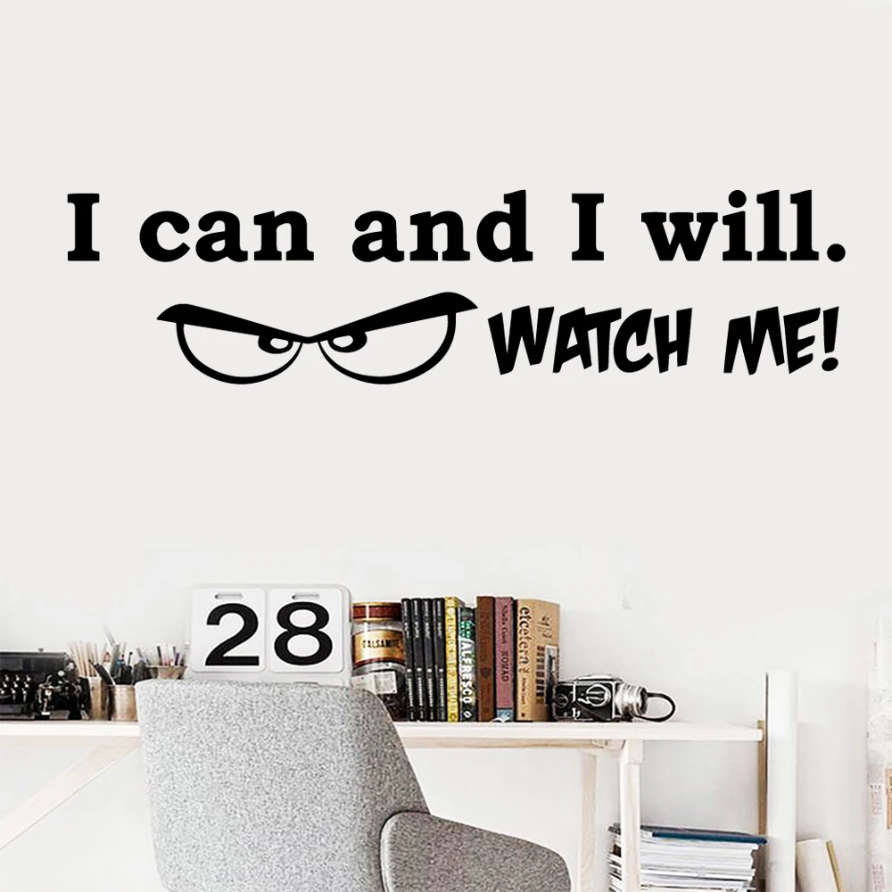 

Cartoon I can and I will Phrase Wall Art Decal Decoration Fashion Sticker For Kids Room Decoration Background Bedroom Art Decal