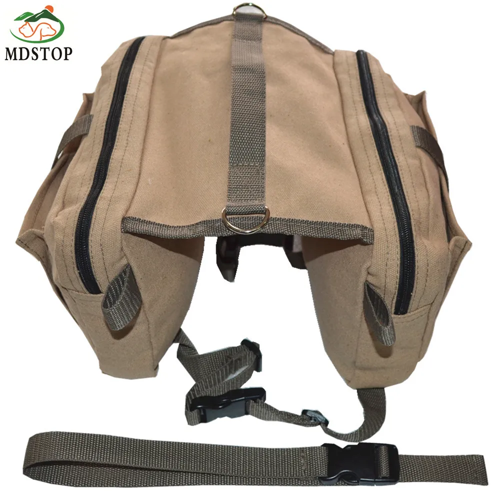MDSTOP хлопковый холщовый собачий рюкзак для путешествий, кемпинга, походов, седельная сумка, рюкзак для средних и больших собак
