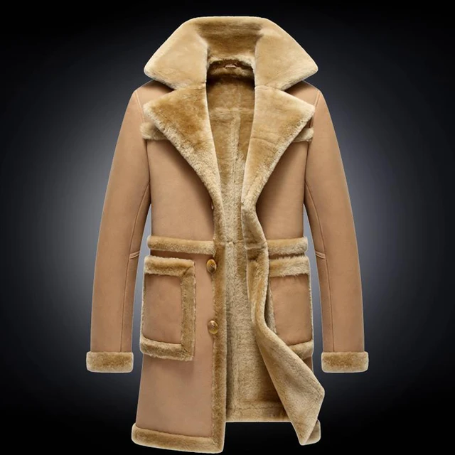 Luxury X Long Military Style Men's Sheepskin Shearling Coat Men's Fur