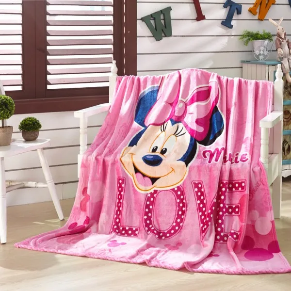 Мягкое фланелевое одеяло для девочек с изображением Диснея, розового цвета, Минни, Микки Мауса, детский диван на кровать, 150X200 см, детский подарок - Цвет: Pink minne