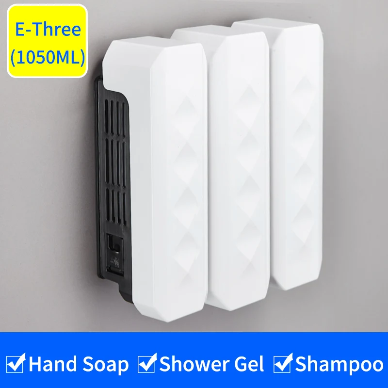 Liquid Soap Dispenser Wall Mounted 500ml Shower Gel Shampoo Dispenser Detergent Triple Hand Hotel Mall Kitchen Hand Soap Bottle - Цвет: E-Three