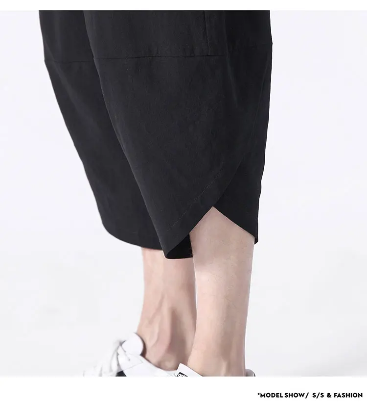 Мужские брюки Капри, хлопок, повседневные, для отдыха, длина до икры, шаровары, штаны для йоги, черные брюки Капри для мужчин, лето, размера плюс 5XL
