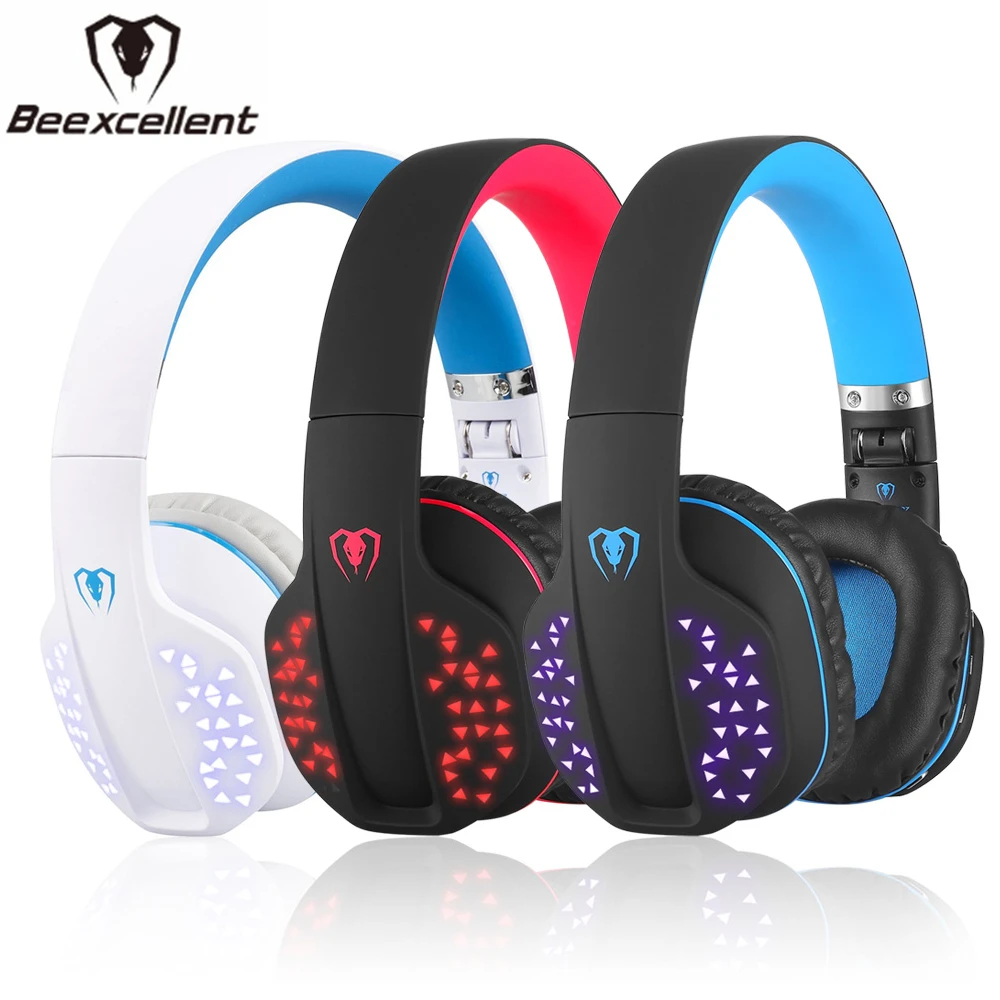 Beexcellent Q2 Wireless Bluetooth Gaming Headset With Mic Led Light Over Ear Stereo Headphone