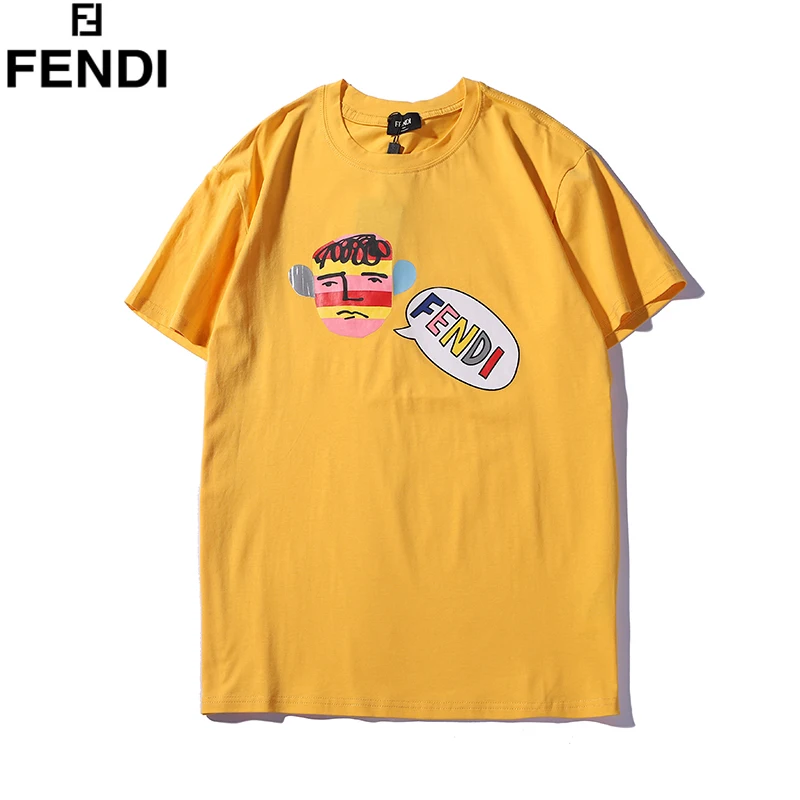 Бренд Fendi лето осень Для мужчин женщин О образным вырезом Футболка оригинальный