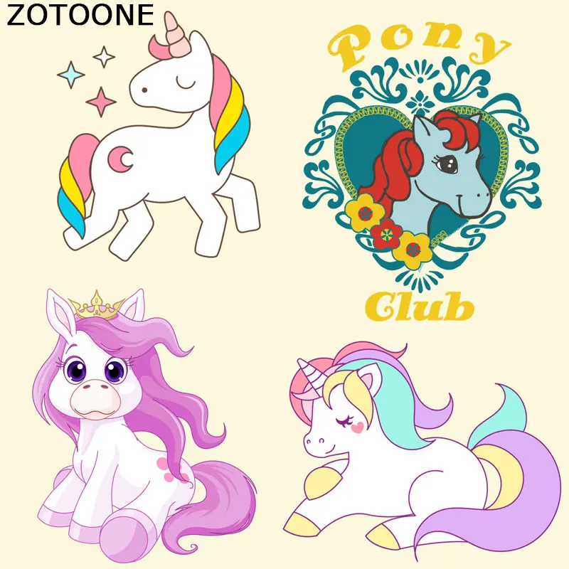 

ZOTOONE Unicorn Patch Iron on Patches Print on T-shirt Dresses Socks Heat Transfer Appliqued A-level Washable Sticker for Kids E