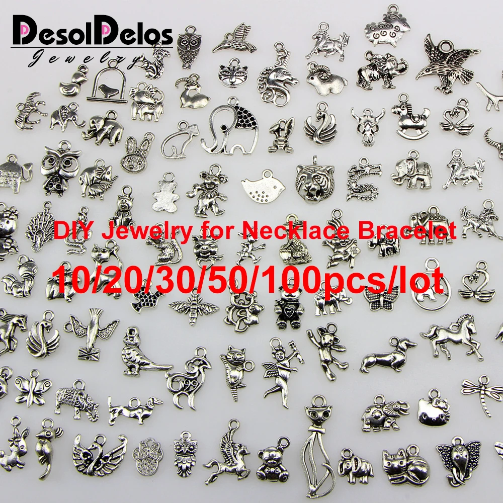 

Tibetan Silver Mixed Styles Elephant Owl Tiger Charms Pendants DIY Jewelry for Necklace Bracelet Making Accessaries 2019