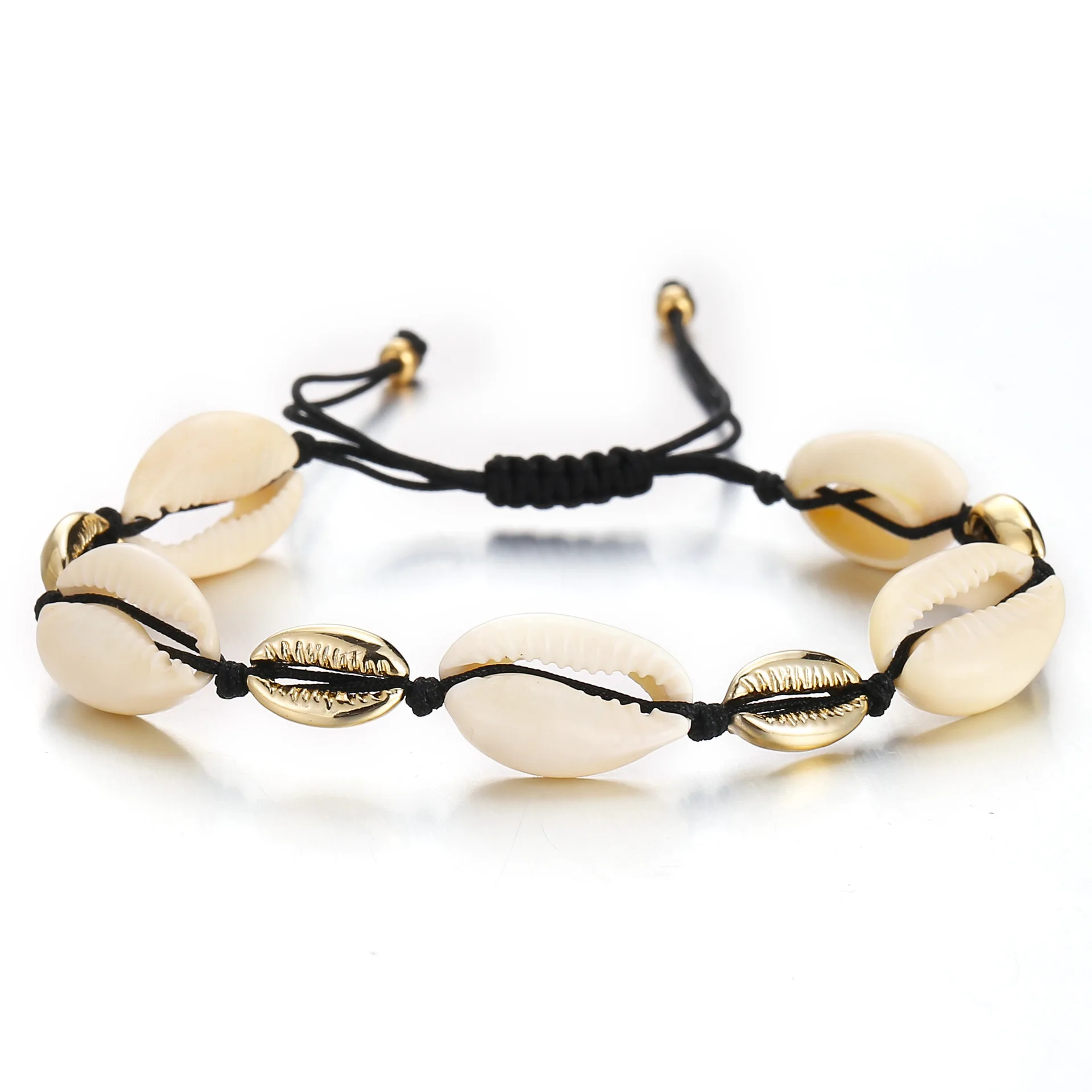 

Bohemian Natural PUKA Gold Sea Shells Bracelet Shellhard Adjustable Handwoven Bangle Women Beach Summer Jewelry Gift Rope Chain