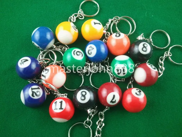 

Lots of 16pcs Pool Billiard Snooker Ball Keychain Keyring Free Shipping Wholesales